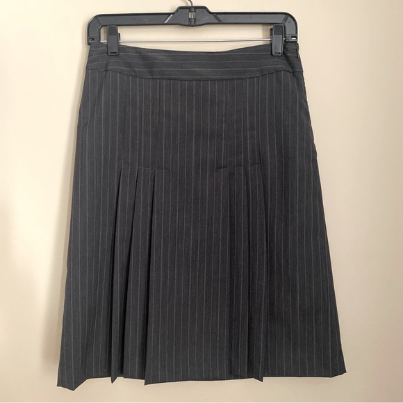 Banana Republic Factory skirt midi length wool blend lined pleats pinstripe Sz 2 - Picture 1 of 13